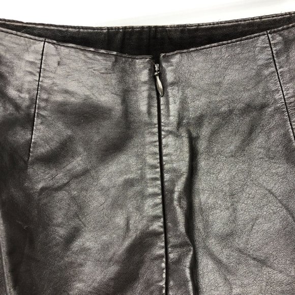 Theory Size 2 Leather Black Brown Chocolate Dark Brown Mini Skirt - Picture 8 of 16